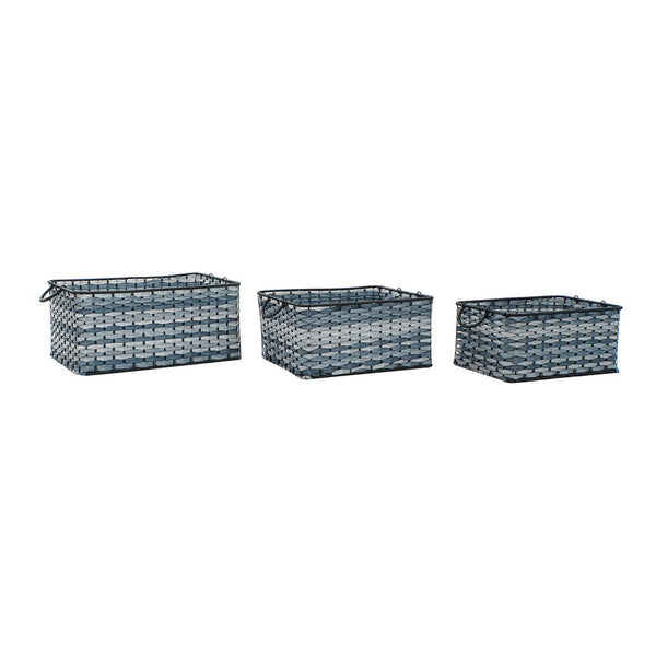 Basket set DKD Home Decor Blue PVC (3 pcs)