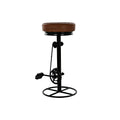 Stool DKD Home Decor Black Leather Metal Light brown (44 x 38 x 82 cm)