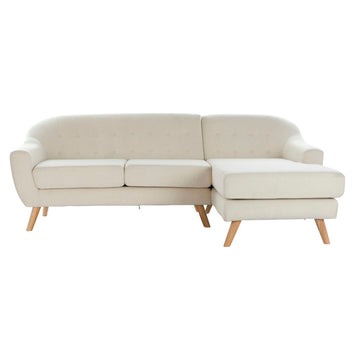 Chaise Longue Sofa DKD Home Decor Beige Polyester Rubber wood (226 x 144 x 84 cm)