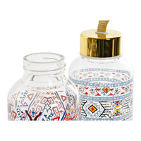 Water bottle DKD Home Decor Multicolour Mosaic Borosilicate Glass (2 pcs)