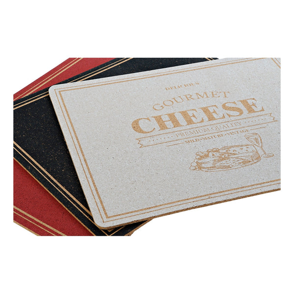 Place mat DKD Home Decor Cheese White Black Red Cork (3 pcs) (40 x 30 x 0.5 cm)