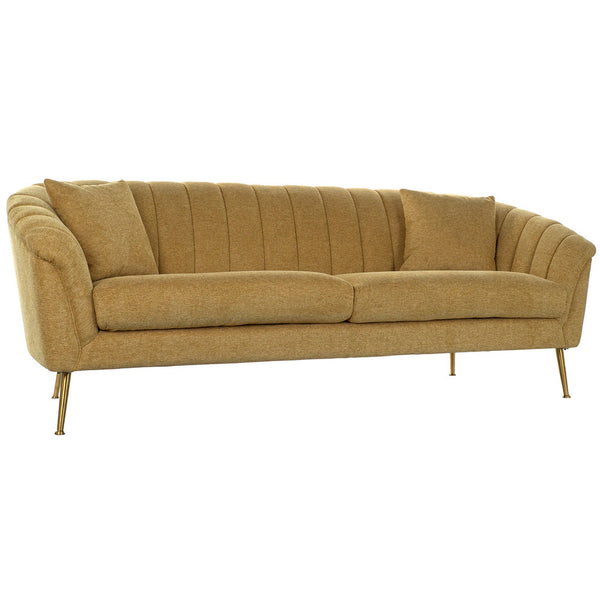 3-Seater Sofa DKD Home Decor Yellow Polyester Metal (225 x 100 x 85 cm)