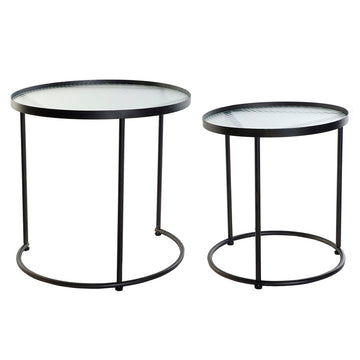 Set of 2 tables DKD Home Decor Crystal Black Metal (45 x 45 x 45 cm) (2 pcs)