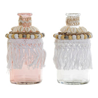 Vase DKD Home Decor Cotton Crystal Boho (2 pcs) (8 x 8 x 13.5 cm)