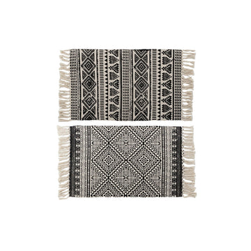 Carpet DKD Home Decor Black Polyester Cotton White (2 pcs) (90 x 60 x 1 cm)