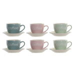 Jeu de 6 tasses avec plat DKD Home Decor Bleu Rose Vert Grès 150 ml