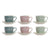 Set of 6 Cups with Plate DKD Home Decor Blue Pink Green Stoneware 150 ml