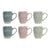 Mug DKD Home Decor Multicolour Blue Pink Rubber wood Green Stoneware 160 ml (3 Units) (7 pcs)