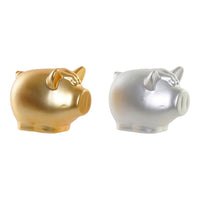 Money box DKD Home Decor Silver Golden Dolomite (2 pcs)