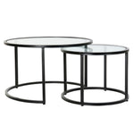 Side table DKD Home Decor Black Crystal Iron (2 pcs) (55 x 55 x 41 cm) (75 x 75 x 46 cm)