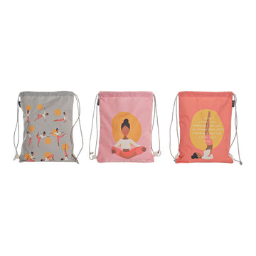 Backpack with Strings DKD Home Decor Yoga Cotton Canvas (3 pcs) (28 x 1 x 36 cm)