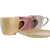 Set of Mugs with Saucers DKD Home Decor Grey Maroon Stoneware Mustard (3 pcs) (90 ml)