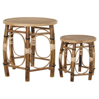 Side table DKD Home Decor Rattan (2 pcs) (57 x 57 x 57 cm) (36.5 x 36.5 x 42 cm)