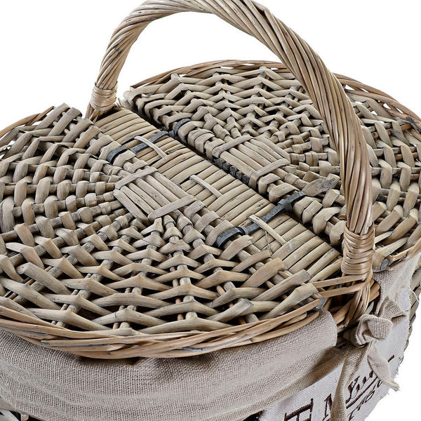 Basket DKD Home Decor Picnic wicker Cloth (35 x 25 x 20 cm)