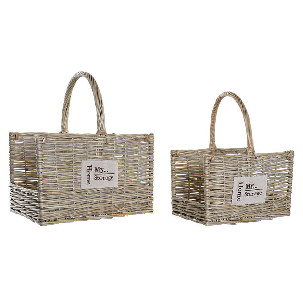 Log Stand DKD Home Decor Cotton wicker (2 pcs)