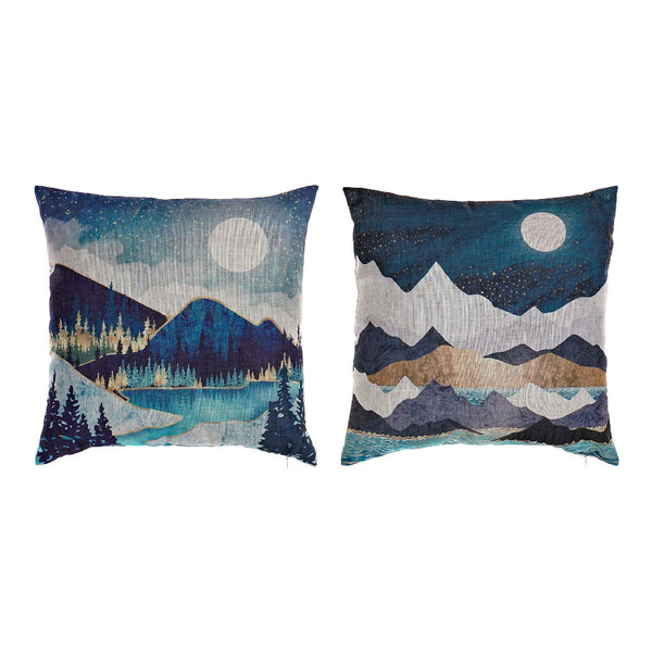 Cushion DKD Home Decor Landscape Multicolour Polyester (2 pcs) (45 x 10 x 45 cm)