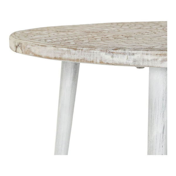 Side table DKD Home Decor White Metal Golden Mango wood (75 x 75 x 50 cm)