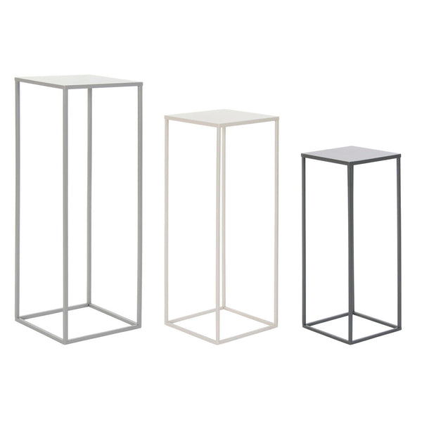 Side table DKD Home Decor Beige Metal Light Grey Dark Grey (3 pcs) (25 x 25 x 70 cm)