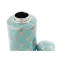 Vase DKD Home Decor Turquoise Porcelain Oriental (13.5 x 13.5 x 21 cm)