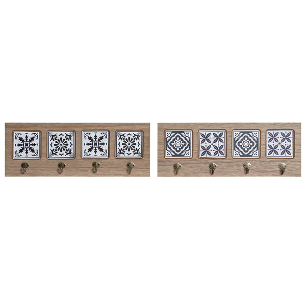 Coat rack DKD Home Decor Blue Metal Mosaic MDF Wood (2 pcs) (48 x 1.2 x 17.5 cm)