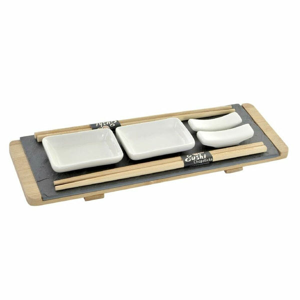 Sushi Set DKD Home Decor Brown Black Natural Bamboo Board 30 x 10 x 3,5 cm (9 Pieces) (30 x 10 x 3,5 cm)