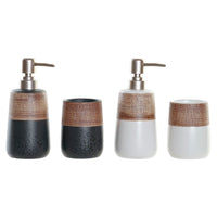 Bath Set DKD Home Decor White Brown Black Stoneware Boho (2 pcs)