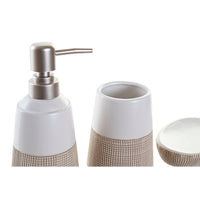 Bath Set DKD Home Decor White ABS Stoneware Light brown (3 pcs) (8.5 x 9 x 18.5 cm)