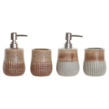 Bath Set DKD Home Decor Brown Grey ABS Stoneware Colonial (2 pcs)