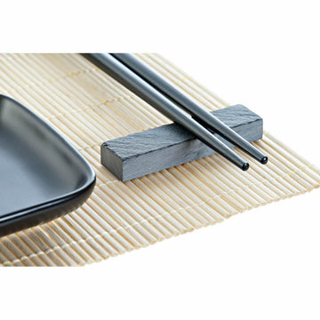 Set de sushi DKD Home Decor Noir Naturel Métal Bambou Grès Oriental 30 x 40 cm 27,8 x 17,8 x 3 cm (7 Pièces) (27,8 x 17,8 x 3 cm