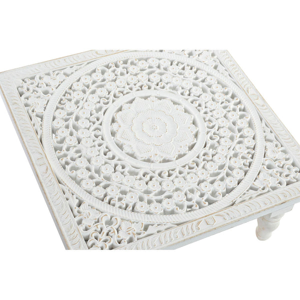 Side table DKD Home Decor Wood White Ethnic (40 x 40 x 19 cm)