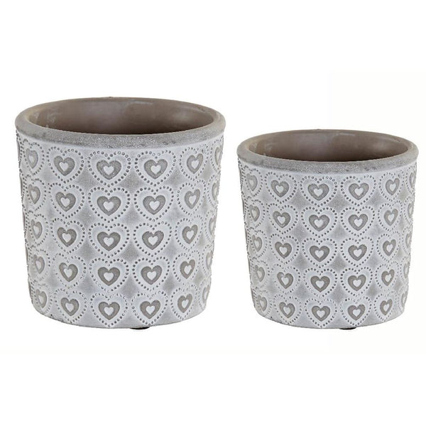 Planter DKD Home Decor Grey Cement Arena (2 pcs)