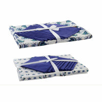 Tablecloth and napkins DKD Home Decor 150 x 250 x 0,5 cm Blue White (2 Units)