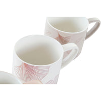 Ensemble de 4 mugs DKD Home Decor Gris Beige Rose Doré Métal Blanc 330 ml Moderne