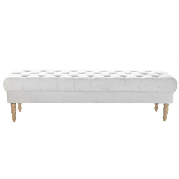 Bench DKD Home Decor Polyester Rubber wood White (158 x 48 x 42 cm)