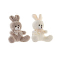 Fluffy toy DKD Home Decor Brown Beige Rabbit (2 pcs) (10 x 10 x 15 cm)