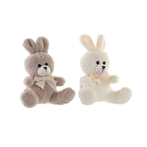 Fluffy toy DKD Home Decor Brown Beige Rabbit (2 pcs) (10 x 10 x 15 cm)