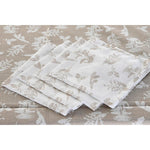 Tablecloth and napkins DKD Home Decor 2 Units 150 x 150 x 0,5 cm Beige White Light brown