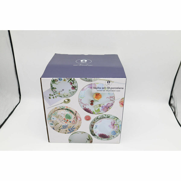 Service de vaisselle DKD Home Decor Porcelaine Multicouleur 18 Pièces (27 x 27 x 3 cm)