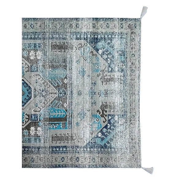 Tapis DKD Home Decor Finition vieillie Bleu Coton Arabe (120 x 180 x 1 cm)