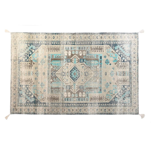 Tappeto DKD Home Decor Finitura invecchiata Azzurro Cotone Arabo (120 x 180 x 1 cm)