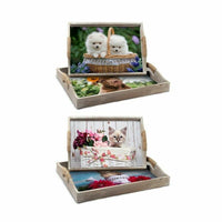 Set of trays DKD Home Decor Multicolour 40 x 30 x 6 cm MDF Wood (2 Units)