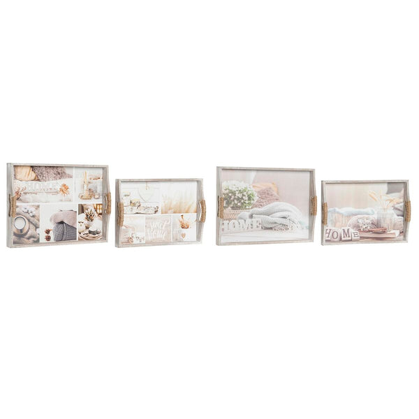 Jeux de plateaux DKD Home Decor Beige 40 x 30 x 6 cm Bois MDF (2 Unités)