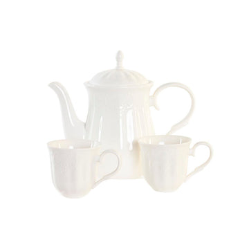 Piece Coffee Cup Set DKD Home Decor Natural Porcelain White