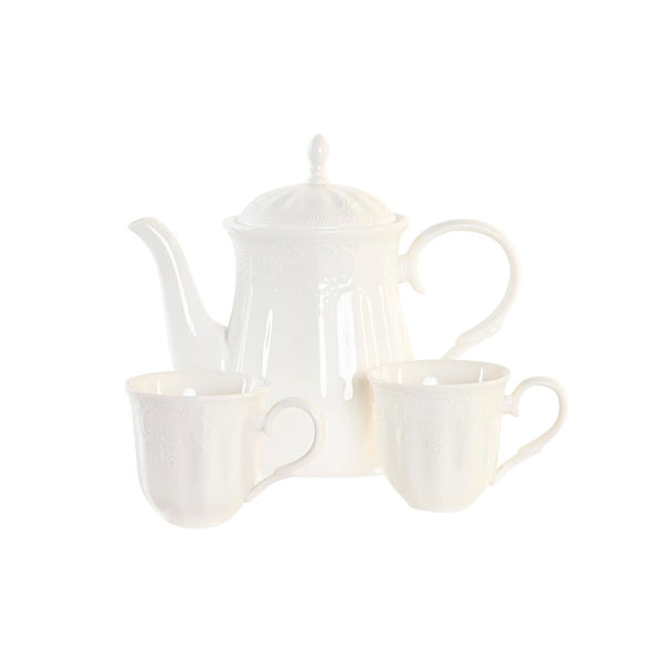 Piece Coffee Cup Set DKD Home Decor Natural Porcelain White