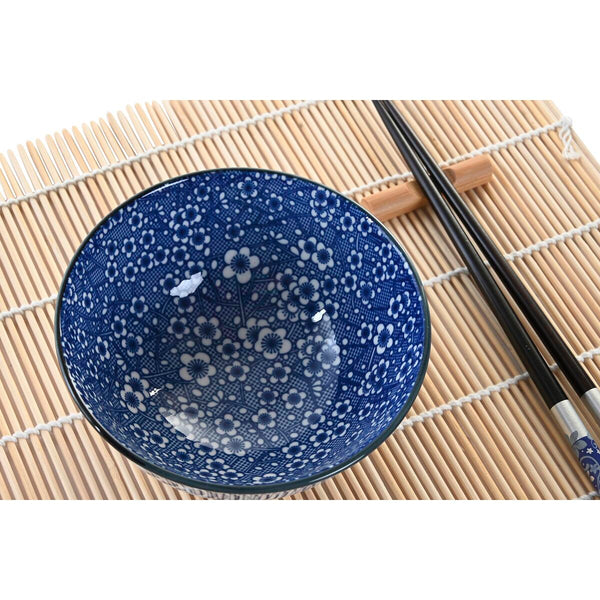 Set de sushi DKD Home Decor 14,5 x 14,5 x 31 cm Noir Bleu Grès Oriental (16 Pièces)