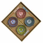 Set de sushi DKD Home Decor 34 x 34 x 6,5 cm Multicouleur Mandala Grès Oriental (12 Unités)