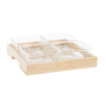 Plateau apéritif DKD Home Decor 21 x 21 x 6 cm Verre Naturel 280 ml