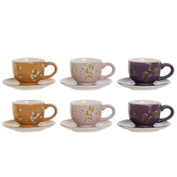 Piece Coffee Cup Set DKD Home Decor Yellow Pink Mustard Lilac Metal 180 ml