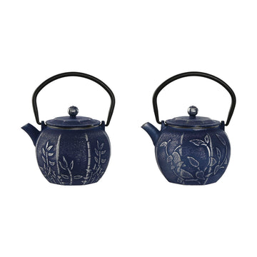 Teapot Home ESPRIT Blue White Stainless steel Iron 600 ml (2 Units)