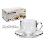 Set of 6 Cups with Plate Vivalto 450 ml Transparent (450 ml) (6 Pieces) (21 x 14 x 34 cm) (6 Cups)